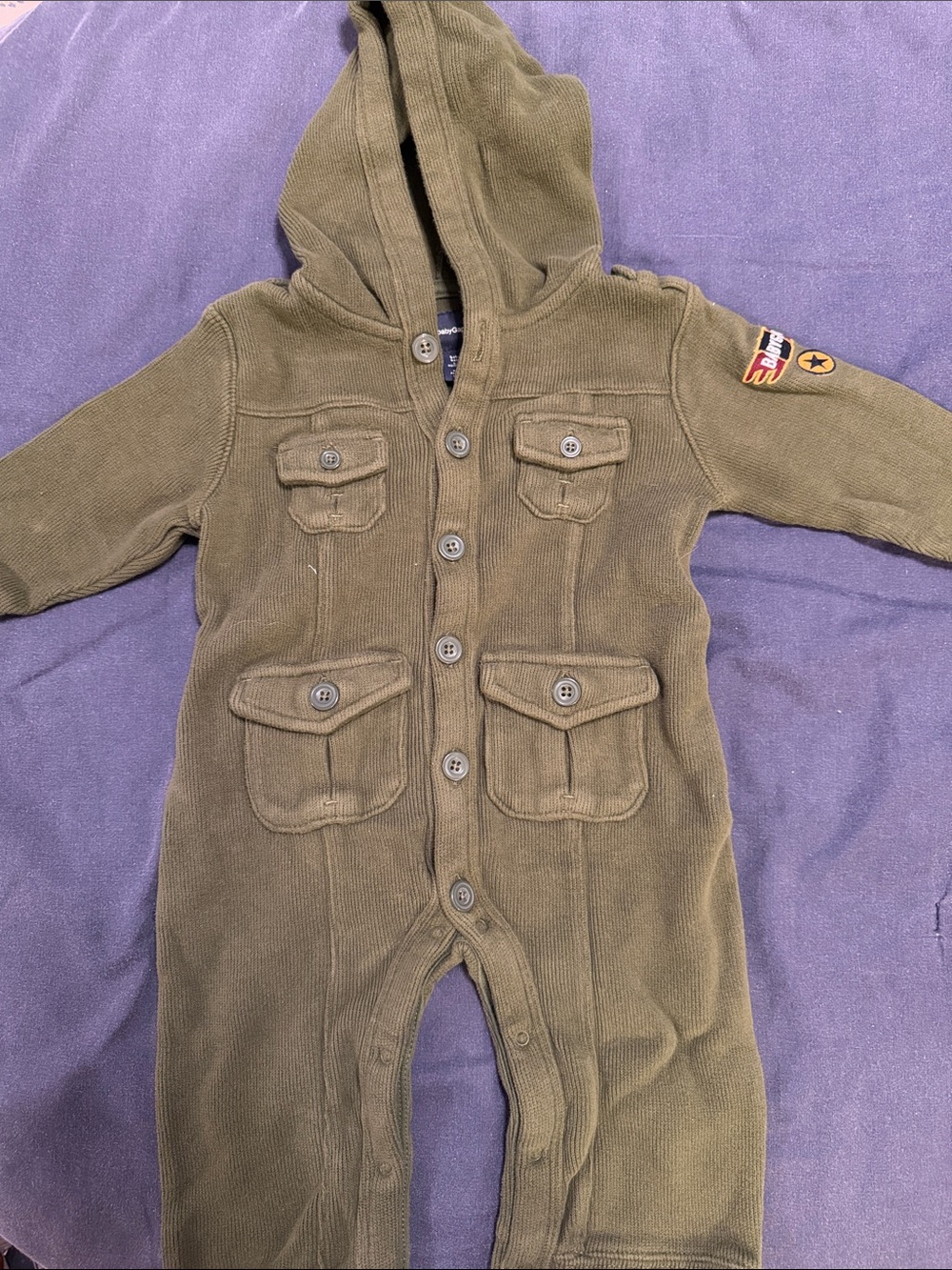 🍋2/$45🍋 GAP babyGap Olive Green Hooded One-Piece Romper